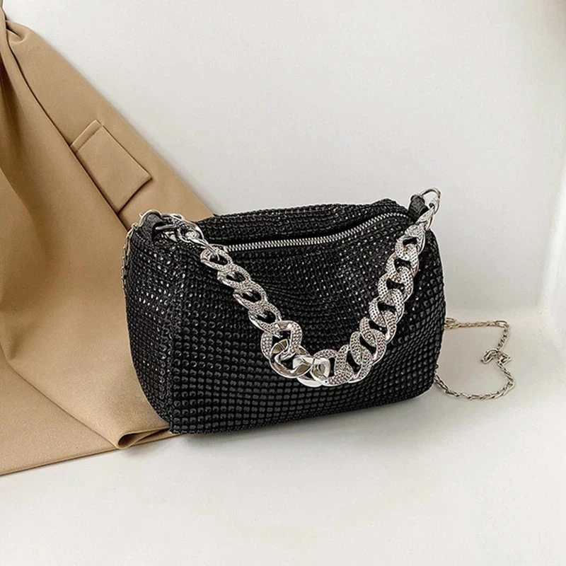 Full Rhinestone Shoulder Bags Bling Diamond Crossbody Bag Women Wedding Party Handbags Fashion Shoulder Purses New Chains Bags - Image 6