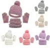 Toddlers Winter Warm Suits Knitted Hat Scarf And Gloves Set Solid Thermal Suit Boys Girls Caps Set Christmas Gift Winter Outfits