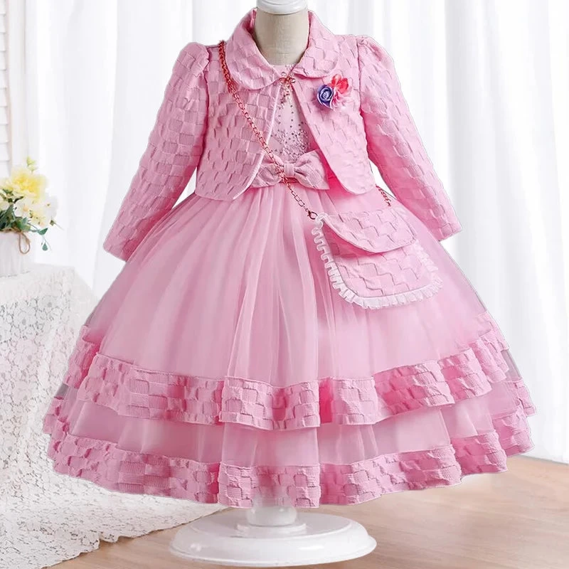 Dress Long Sleeved Birthday Party Elegant Evening Dress Performance Fluffy Girl Princess Dress - Image 4