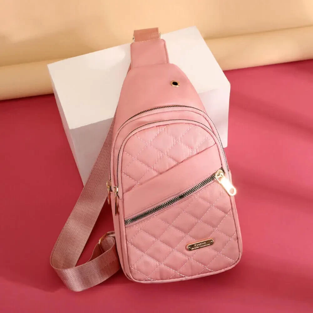 Women Embroidery Rhombus Chest Bag Multi-Layer Large-Capacity Single-Shoulder Diagonal Bag Casual Rhombus Chest Handbag - Image 3