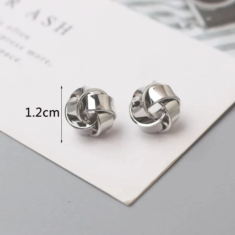 Tiny Metal Stud Earrings For Women Gold Color Twist Round Earrings Small Unusual Earrings - Image 11