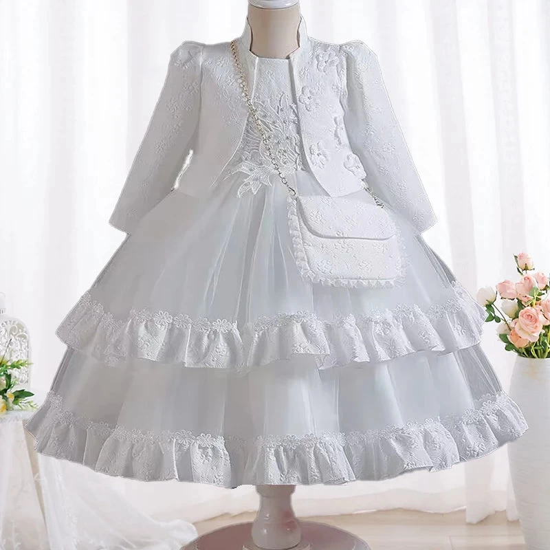 Dress Long Sleeved Birthday Party Elegant Evening Dress Performance Fluffy Girl Princess Dress - Image 9