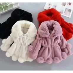 Baby Girls Jacket Warm Faux Fur Coat For Girls Christmas Princess Plush Children Clothing