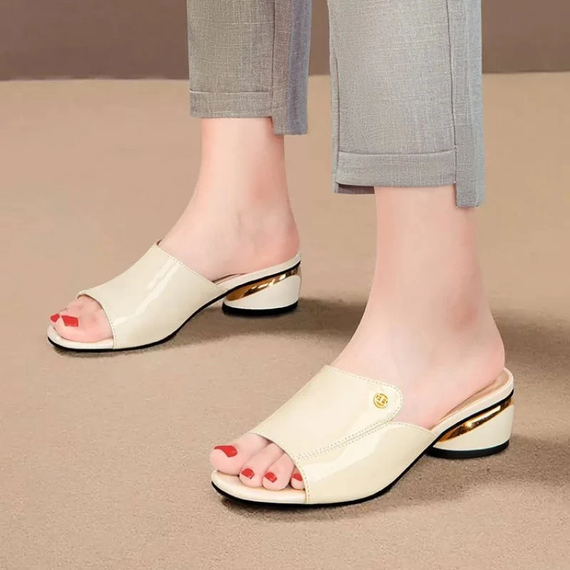 Women's Shoes Fashion Red Sexy XSlippers PU Soft Leather Ladies Comfortable Sandals - Image 4