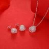 925 Sterling Silver Pretty Ball Necklace Stud Earrings For Woman Jewelry Sets Fashion Party Wedding Accessories Gifts