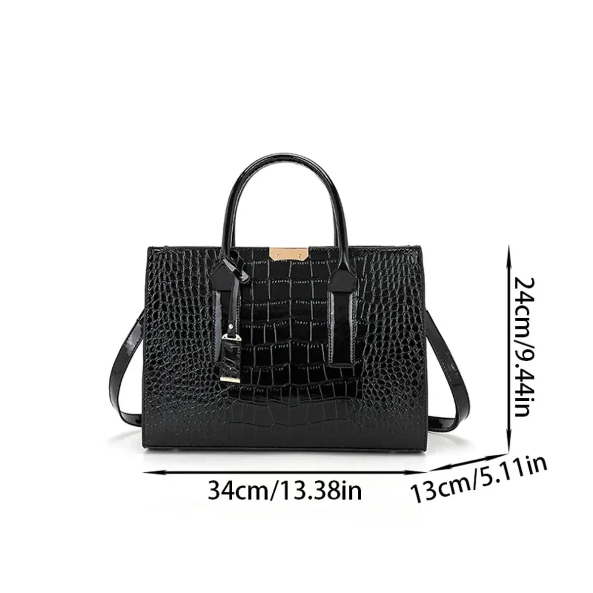 Luxury Handbag Crocodile PU Patent Leather Crossbody Bag - Image 2