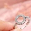 Round Zircon Ring 925 Sterling Silver Crystal Inlaid Wedding Ring Female Jewelry Wedding Bride Simple Jewelry