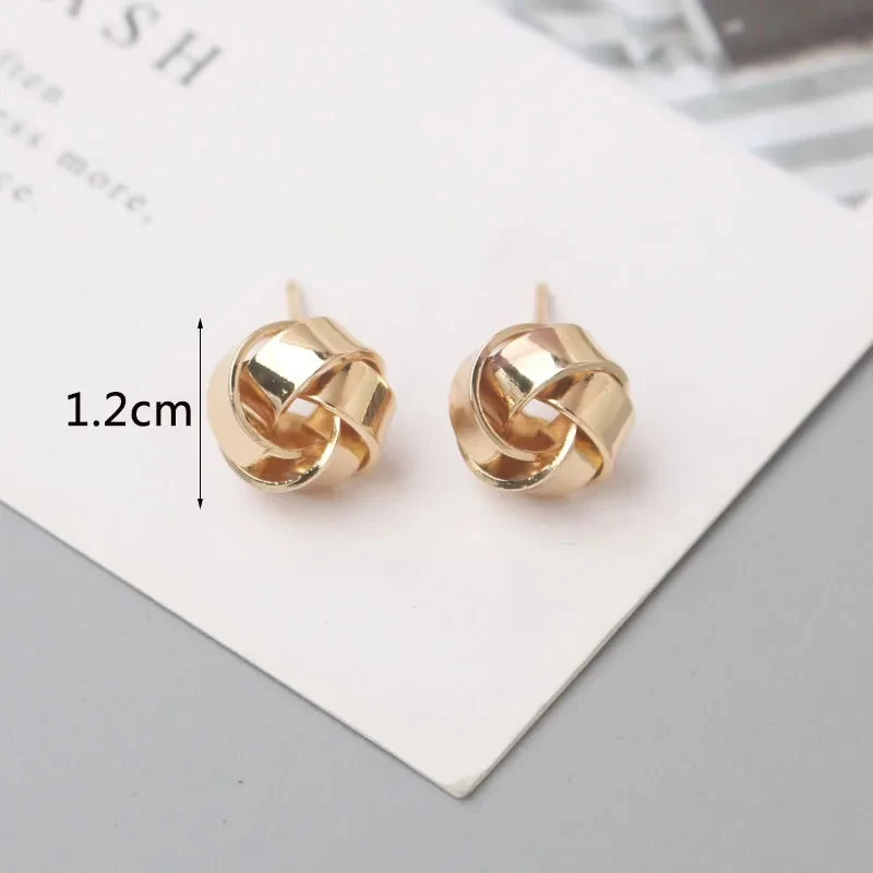 Tiny Metal Stud Earrings For Women Gold Color Twist Round Earrings Small Unusual Earrings - Image 9