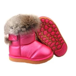 Children's NEW Real Rabbit Fur Ankle Snow Boots EU21-30 Kids Shoes Girls Boots Warm Plush Waterproof Winter Soft