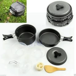 Worldwide 8pcs Backpacking Cooking Picnic Outdoor Camping Hiking Cookware Bowl Pot Pan Set Camping Tools