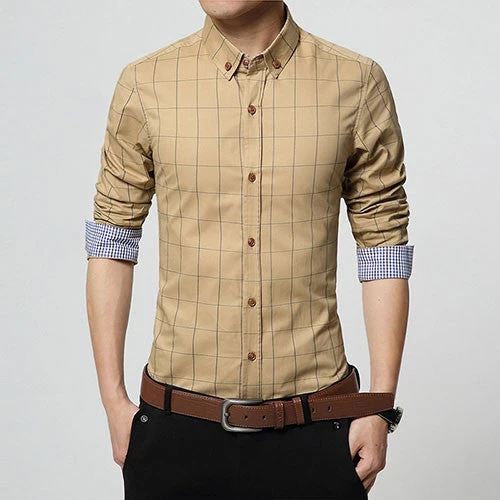 Autumn Fashion Brand Men Clothes Slim Fit Men Long Sleeve Shirt Men Plaid Cotton Casual Men Shirt Social Plus Size 5XL - Image 7