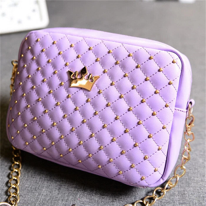 Quality Women Messenger Bags Rivet Chain Shoulder Hobo Leather Crossbody Crown Bags Zipper Tote Bolsas Feminina - Image 5