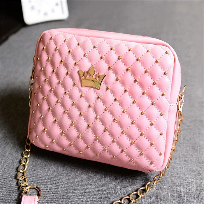Quality Women Messenger Bags Rivet Chain Shoulder Hobo Leather Crossbody Crown Bags Zipper Tote Bolsas Feminina - Image 2
