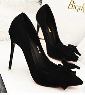 Shoes Woman Thin Heel High Heel Shoes Bowtie Shallow Mouth Fashion Women Pumps Zapato De Tacon Alto Party Shoes 42 - Image 2