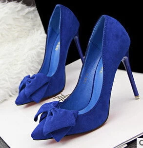 Shoes Woman Thin Heel High Heel Shoes Bowtie Shallow Mouth Fashion Women Pumps Zapato De Tacon Alto Party Shoes 42 - Image 7