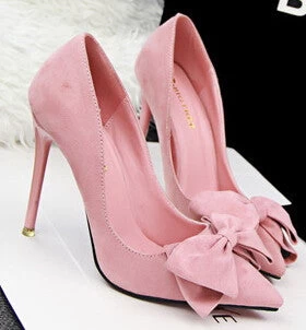 Shoes Woman Thin Heel High Heel Shoes Bowtie Shallow Mouth Fashion Women Pumps Zapato De Tacon Alto Party Shoes 42 - Image 5