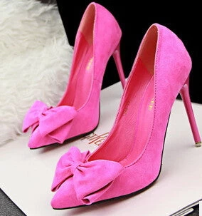 Shoes Woman Thin Heel High Heel Shoes Bowtie Shallow Mouth Fashion Women Pumps Zapato De Tacon Alto Party Shoes 42 - Image 3