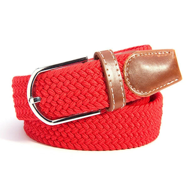 31 Colors Men Women's Canvas Plain Webbing Metal Buckle Woven Stretch Waist Belt - Image 18