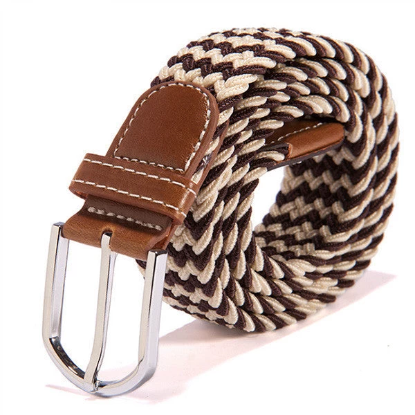 31 Colors Men Women's Canvas Plain Webbing Metal Buckle Woven Stretch Waist Belt - Image 13