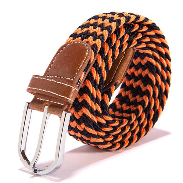31 Colors Men Women's Canvas Plain Webbing Metal Buckle Woven Stretch Waist Belt - Image 15