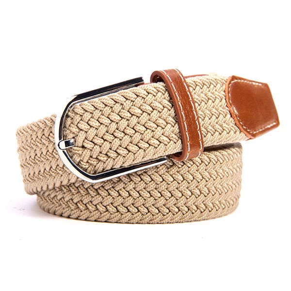 31 Colors Men Women's Canvas Plain Webbing Metal Buckle Woven Stretch Waist Belt - Image 7