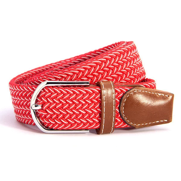 31 Colors Men Women's Canvas Plain Webbing Metal Buckle Woven Stretch Waist Belt - Image 14