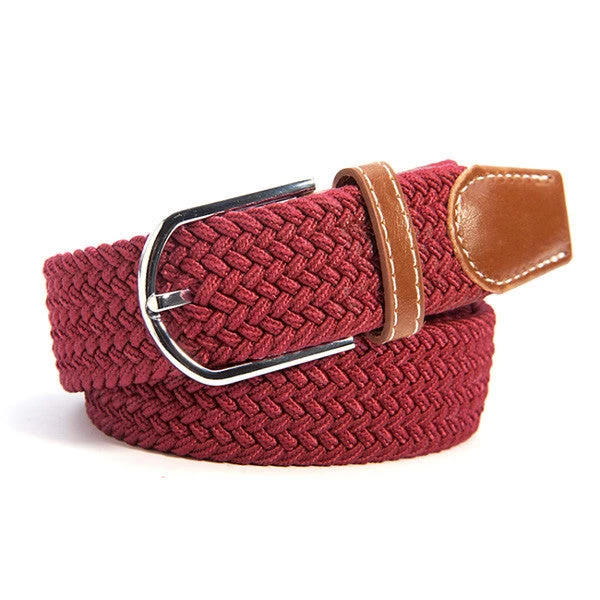 31 Colors Men Women's Canvas Plain Webbing Metal Buckle Woven Stretch Waist Belt - Image 3