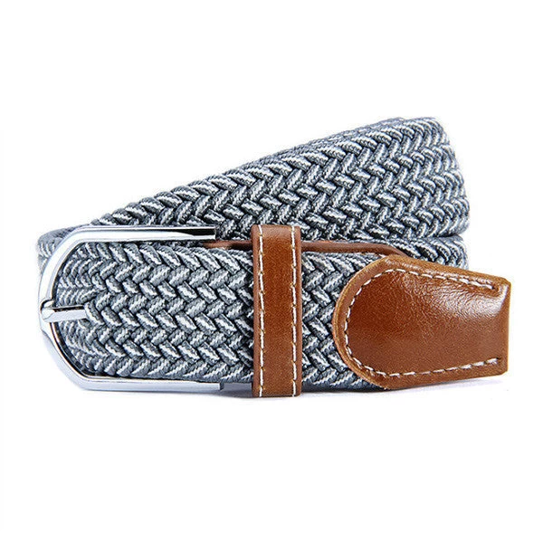 31 Colors Men Women's Canvas Plain Webbing Metal Buckle Woven Stretch Waist Belt - Image 8