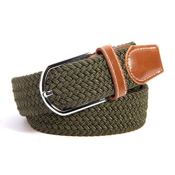31 Colors Men Women's Canvas Plain Webbing Metal Buckle Woven Stretch Waist Belt - Image 9