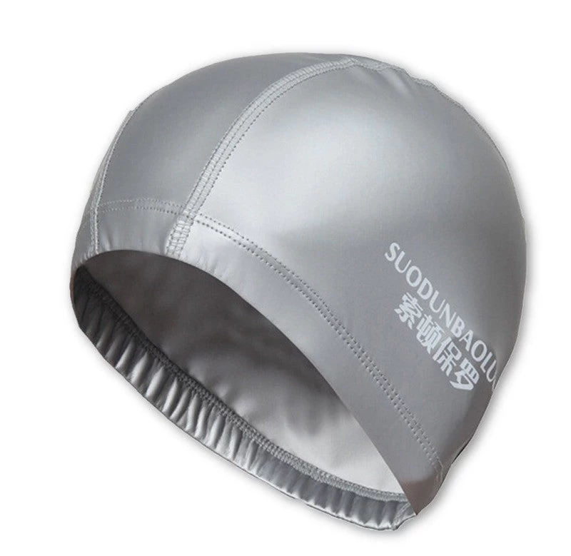 Elastic Waterproof PU Fabric Protect Ears Long Hair Sports Swim Pool Hat Swimming Cap Size For Men & Women Adults - Image 3