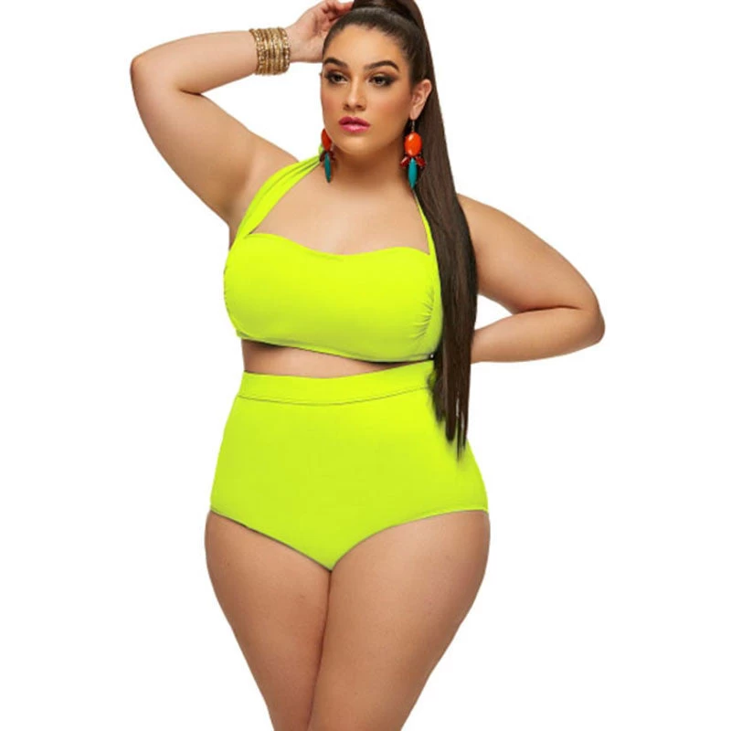 Bikinis Big Size Swimwear Sexy Plus Size 5XL High Waist Bikini Set Neon Large Size Swimwear Monokini Swimsuit LC41805 - Image 4