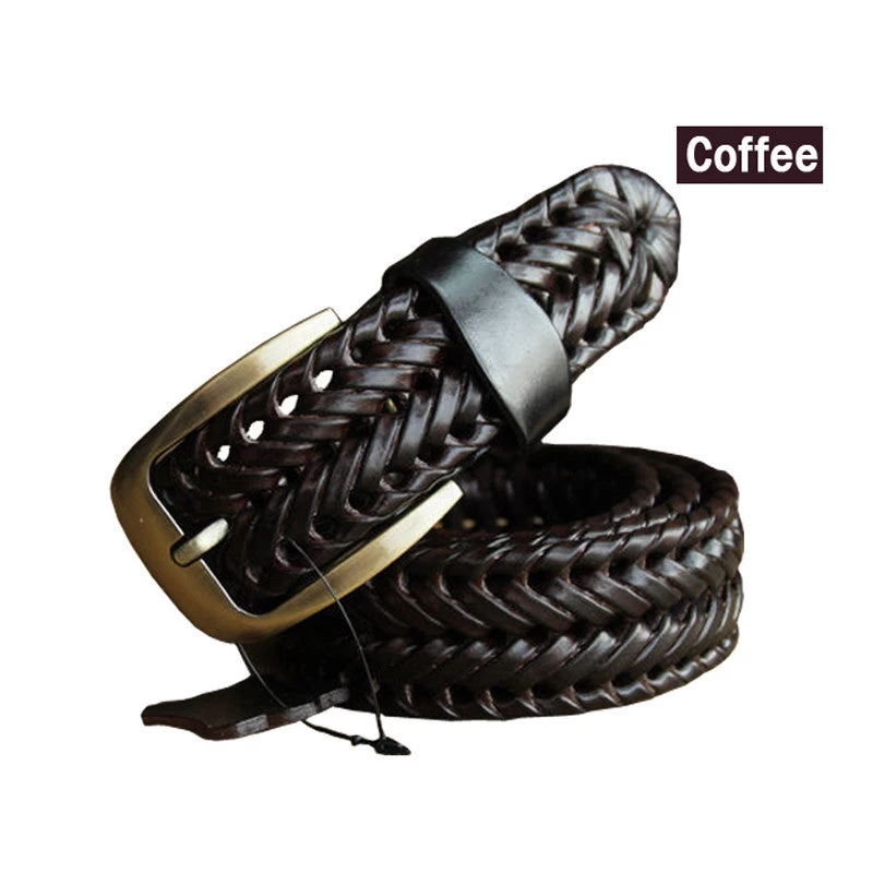 Belt Man Fashion Mens Belts Luxury Genuine Leather Brown Braided Cow Skin Straps Men Jeans Wide Girdle Male 3 Colors - Image 4