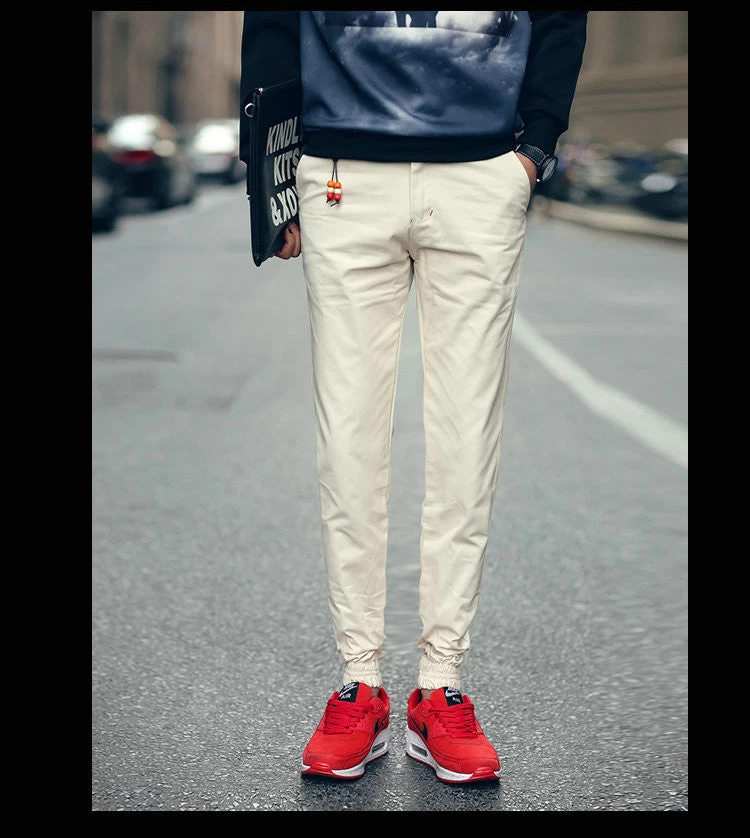 Spring Jogger Pants Men Solid Fashion Ankle-tied Slim Fit Youths Mens Joggers Trousers Ankle-Length - Image 2