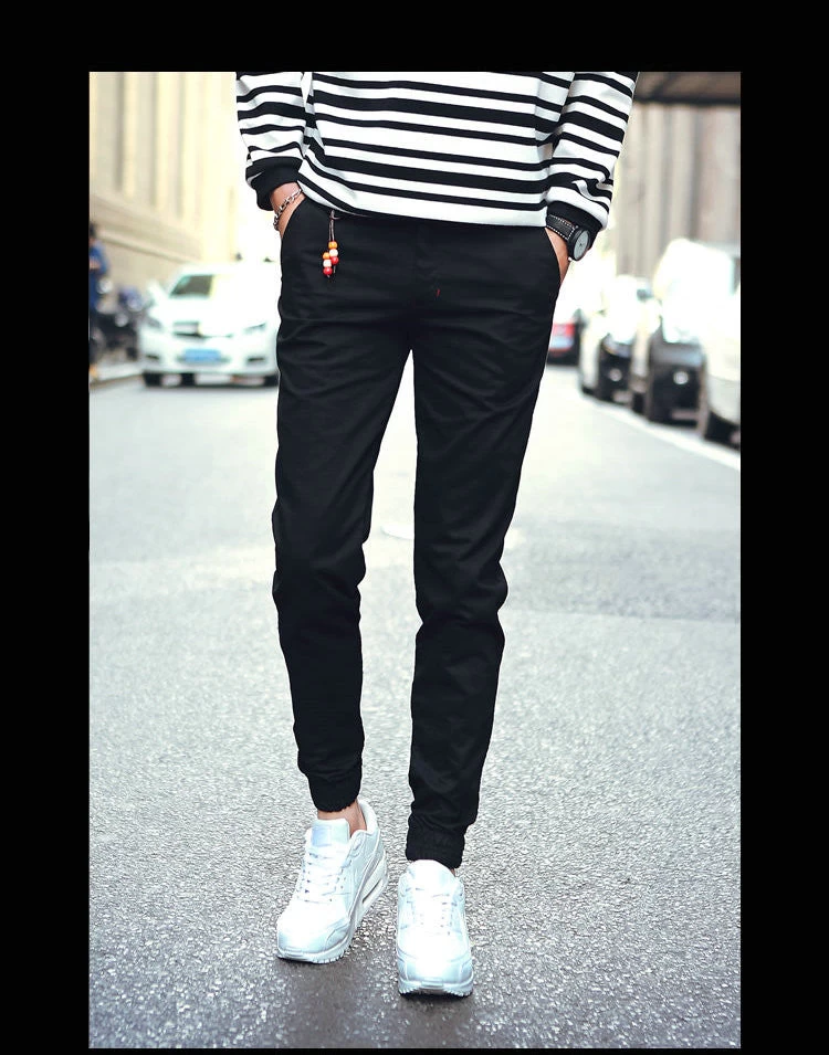 Spring Jogger Pants Men Solid Fashion Ankle-tied Slim Fit Youths Mens Joggers Trousers Ankle-Length - Image 6