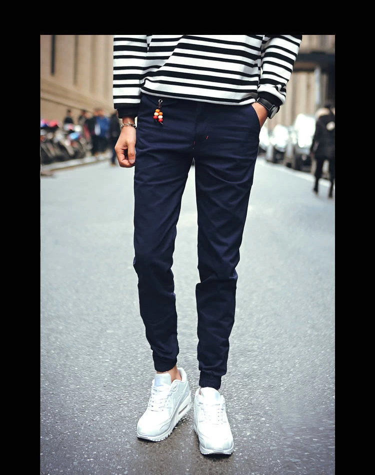 Spring Jogger Pants Men Solid Fashion Ankle-tied Slim Fit Youths Mens Joggers Trousers Ankle-Length - Image 5