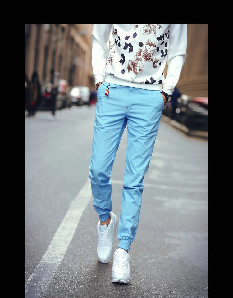 Spring Jogger Pants Men Solid Fashion Ankle-tied Slim Fit Youths Mens Joggers Trousers Ankle-Length - Image 7