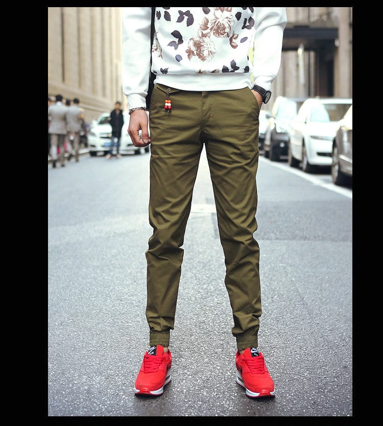 Spring Jogger Pants Men Solid Fashion Ankle-tied Slim Fit Youths Mens Joggers Trousers Ankle-Length - Image 3