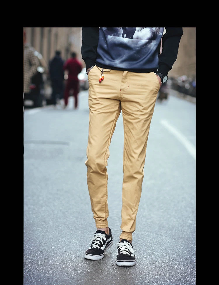 Spring Jogger Pants Men Solid Fashion Ankle-tied Slim Fit Youths Mens Joggers Trousers Ankle-Length - Image 4