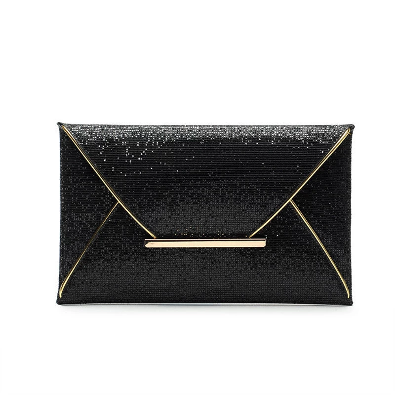 Fashion Womens Sequins Envelope Bag Evening Party Female Clutch Evening Bag Purse For Women Black - Image 2