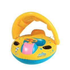 Babies Sunshade Pool Fish Float Inflatable Boat Water Development Toys Toddler Baby PVC Boat Yellow