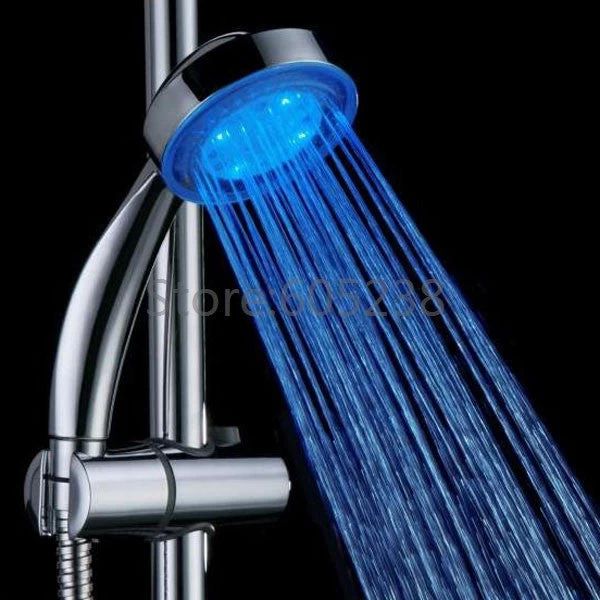 1Piece Novelty Heat Sensitive LED Shower Head Temperature Sensor Bath Sprinkler Powered By Water