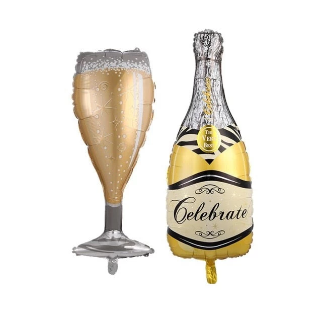 2pcs Large Size Champagne Cup Bottle Aluminium Foil Balloons Wedding Birthday Party Decorations Anniversary Baby Shower Balloons - Image 9