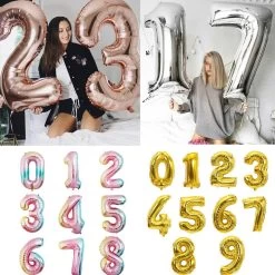 Big Size Gold Sliver Rose Gold Number Balloon Birthday Wedding Party Decorations Foil Balloons Kid Boy Toy Baby Shower
