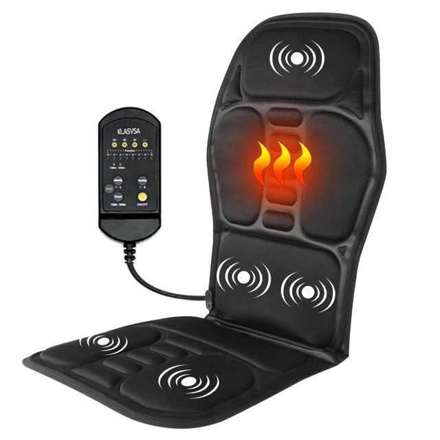 Electric Portable Heating Vibrating Back Massager Chair In Cushion Car Home Office Lumbar Neck Mattress Pain Relief - Image 4