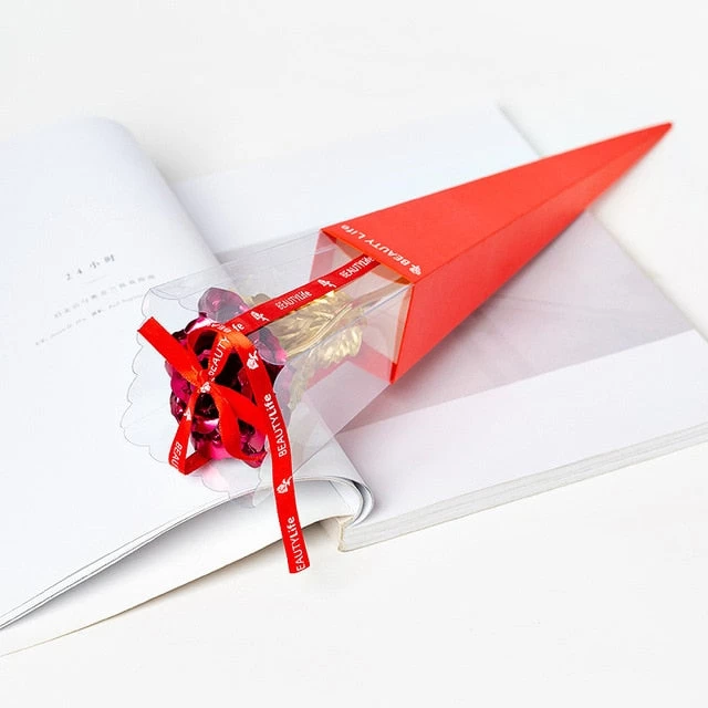 Valentine's Day Creative Gift 24K Foil Plated Rose Gold Rose Lasts Forever Love Wedding Decor Lover Lighting Roses Creative Gift - Image 16