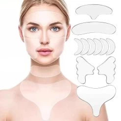 11 PCS Reusable Silicone Anti-wrinkle Face Forehead Sticker Cheek Chin Sticker Facial Patches Wrinkle Remover Strips Face Care