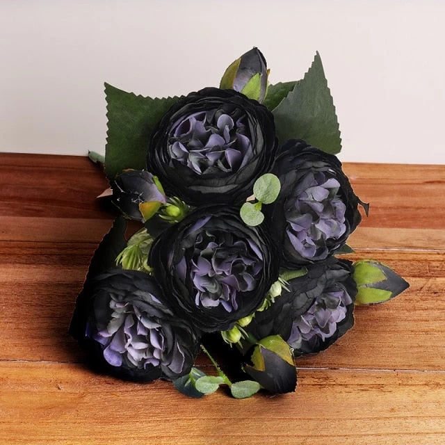 30cm Rose Pink Silk Bouquet Peony Artificial Flowers 5 Big Heads 4 Small Bud Bride Wedding Home Decoration Fake Flowers Faux - Image 13