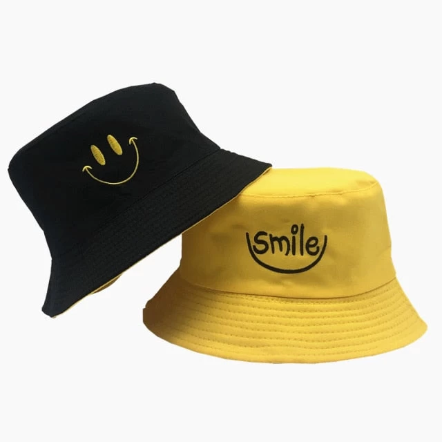 SMILE Bucket Hat Double Sided Bucket Hat Smiling Face Unisex Fashion Bob Cap Hip Hop Gorro Men Summer Cap - Image 2