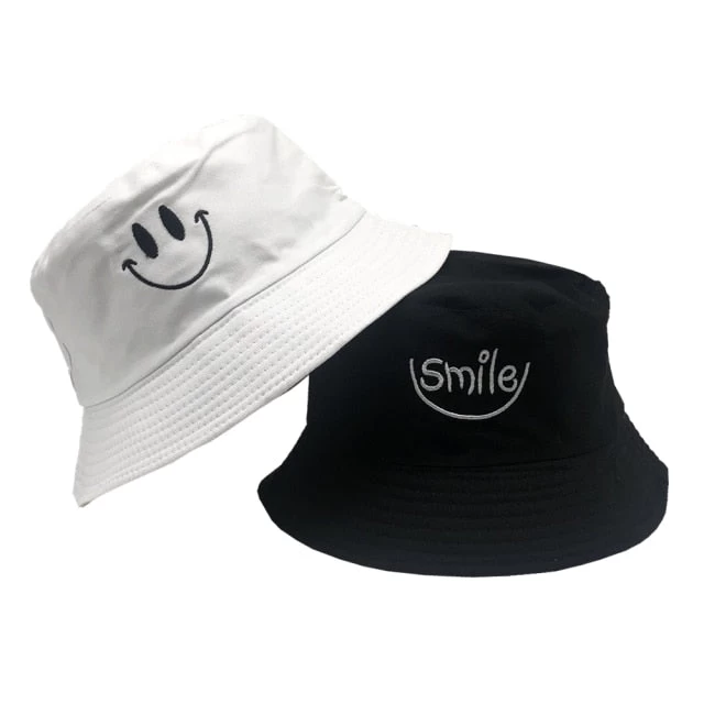 SMILE Bucket Hat Double Sided Bucket Hat Smiling Face Unisex Fashion Bob Cap Hip Hop Gorro Men Summer Cap - Image 13