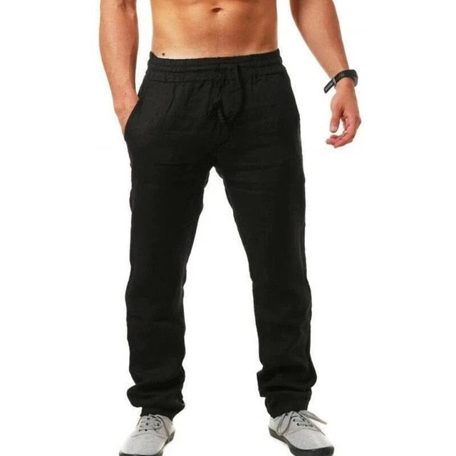 Cotton Linen Pants Male Summer Breathable Solid Color Linen Trousers Fitness Streetwear M-3XL - Image 4